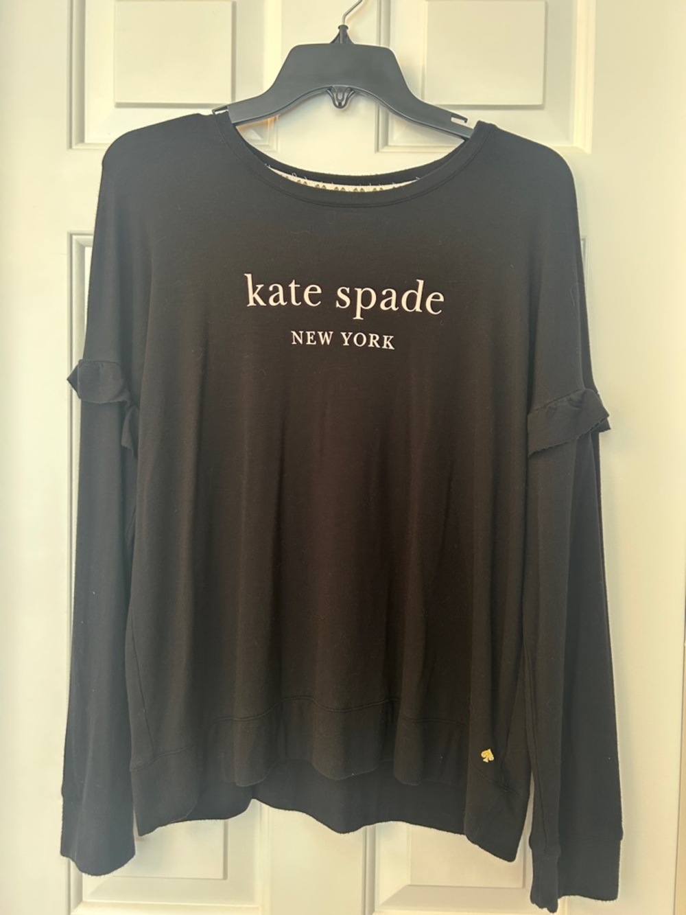 kate spade Black Logo Ruffle-Sleeve Sweatshirt